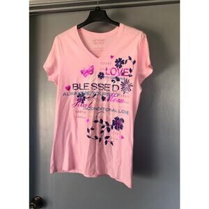 Mothers Day Tee Womens Size Large Pink Graphic T-Shirt Short Sleeves